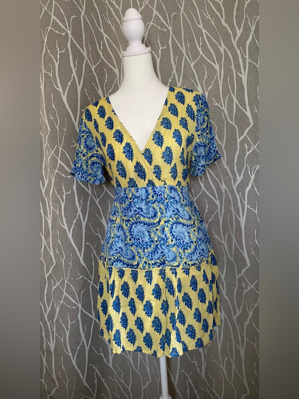 Anthropologie Raga Boho Faux Wrap Dress NEW XS Short Sleeve V-neck
